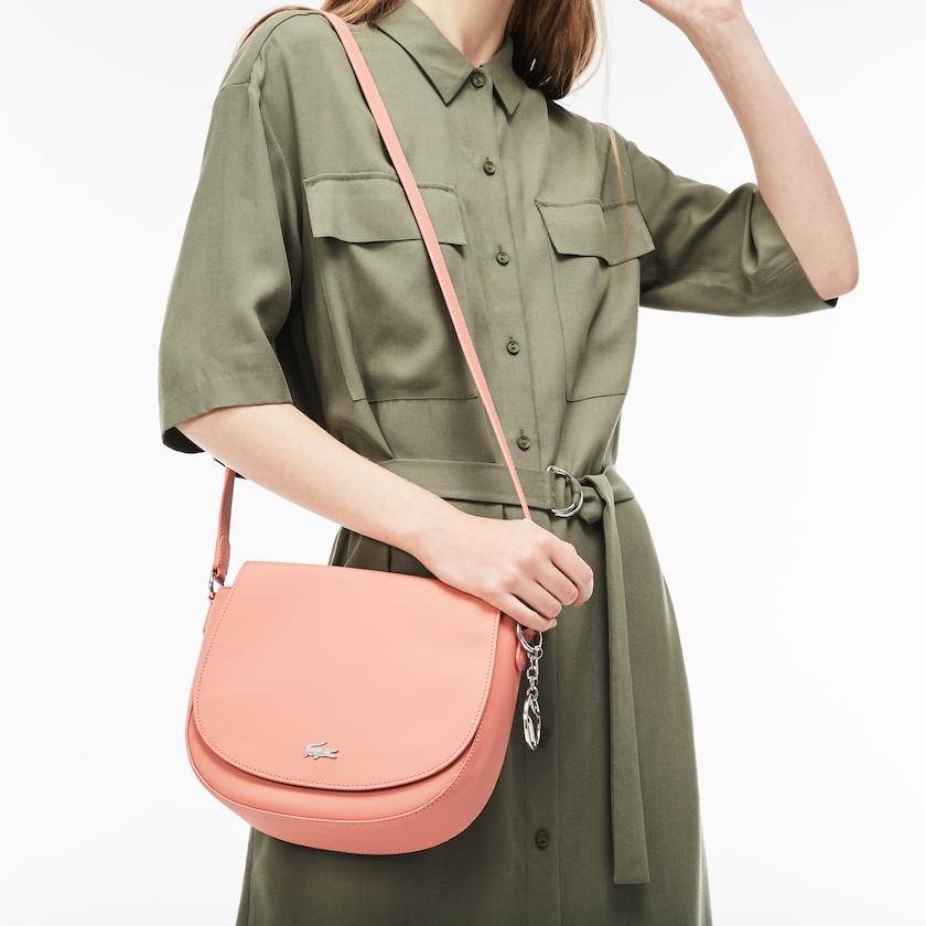 Women's Lacoste Pink Bags Daily Classic Coated Piqué Canvas Round Crossover Bag AF3-89608W0