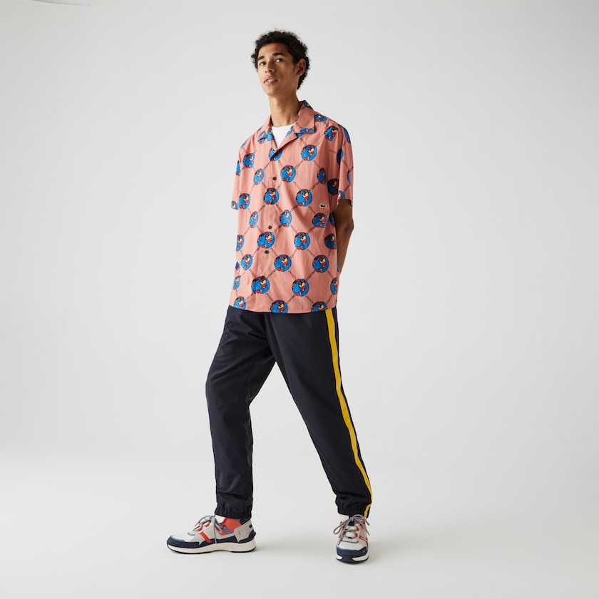 Women's Lacoste Pink / White Shirts LIVE Chinatown Market Collaboration Print VE4-66046Y1