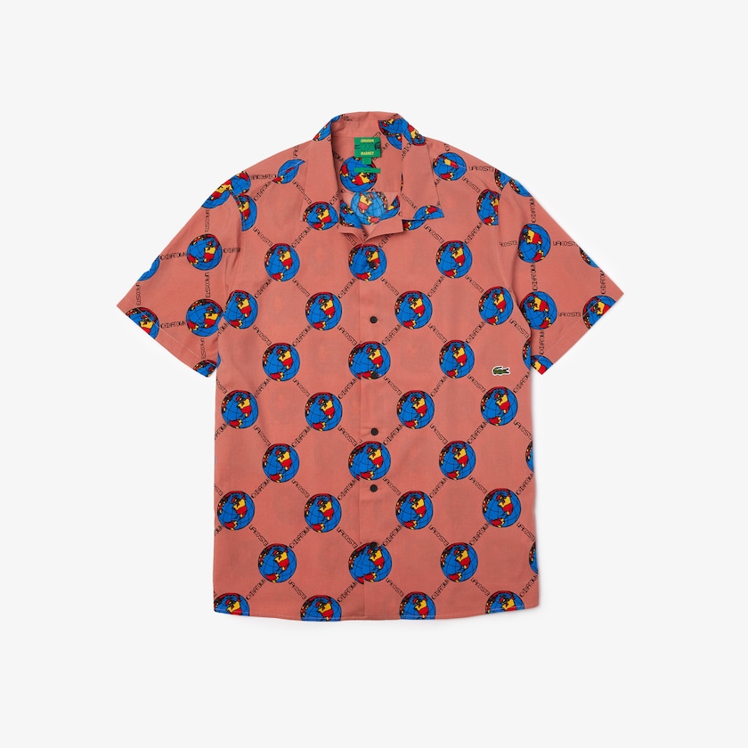 Women's Lacoste Pink / White Shirts LIVE Chinatown Market Collaboration Print VE4-66046Y1