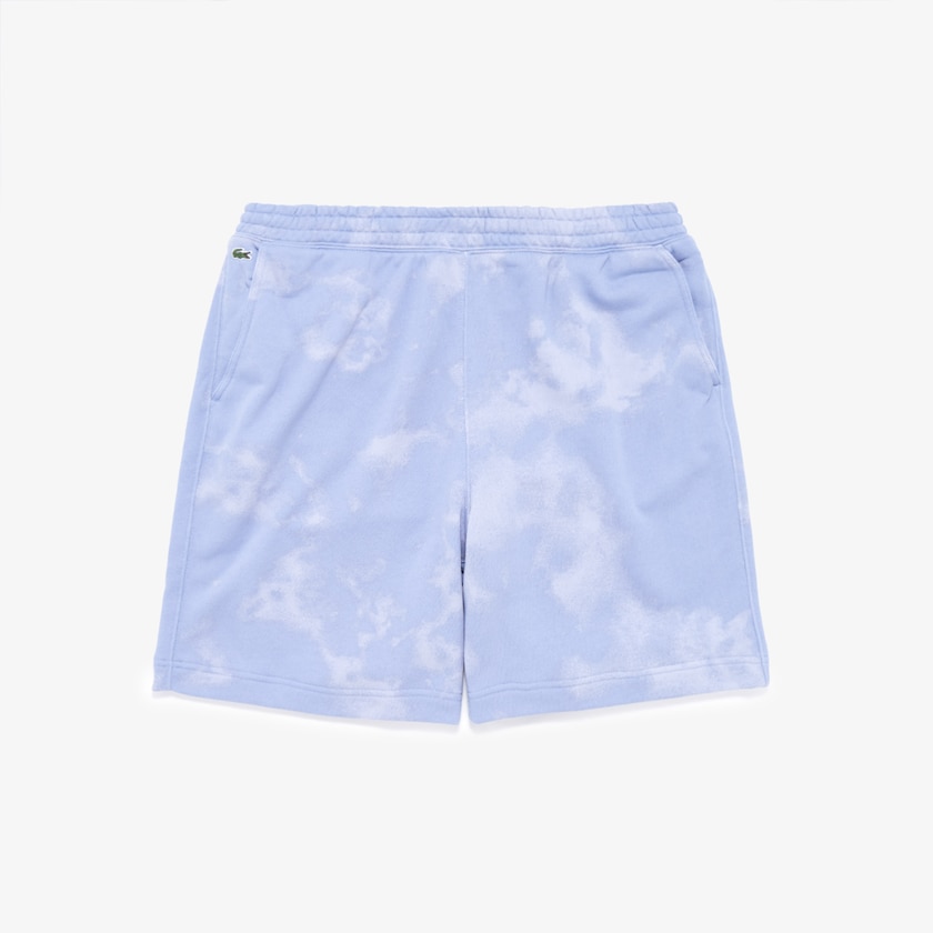 Men's Lacoste Purple Shorts LIVE Tie-Dye Print Cotton Fleece Bermudas RK7-65106T3