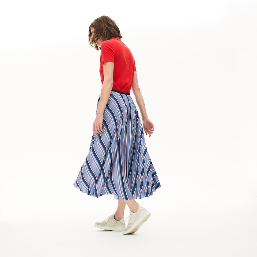 Women's Lacoste Purple / Navy Blue / White / Red Skirts MultiColor Striped Pleated WA5-79097I9