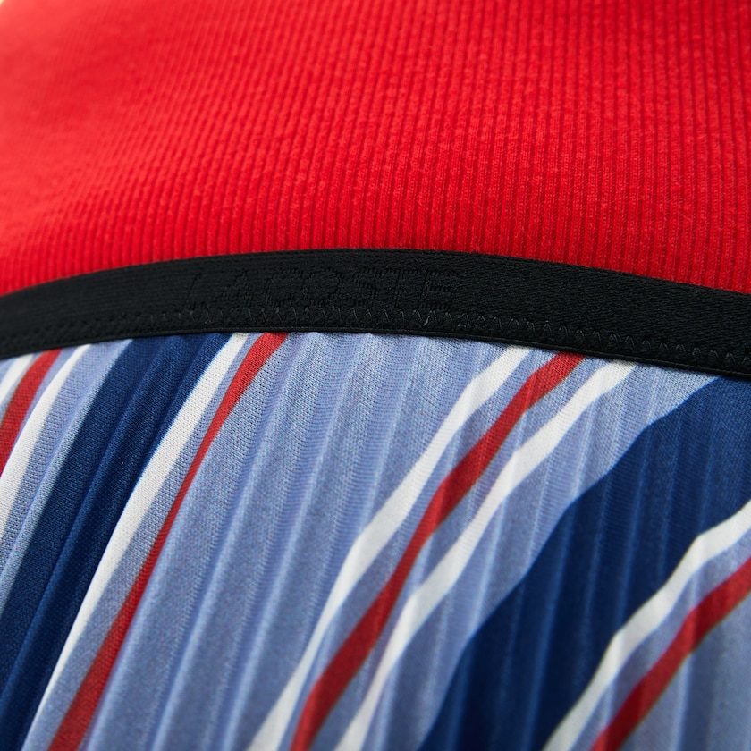 Women's Lacoste Purple / Navy Blue / White / Red Skirts MultiColor Striped Pleated WA5-79097I9