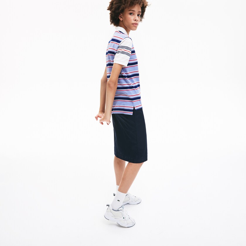 Women's Lacoste Purple / Navy Blue / White / Red / Light Pink Polo Shirts Classic Fit Striped Cotton OI1-22292K6