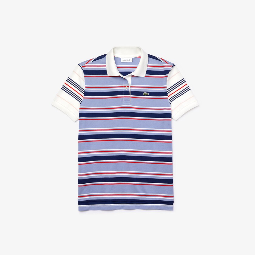 Women's Lacoste Purple / Navy Blue / White / Red / Light Pink Polo Shirts Classic Fit Striped Cotton OI1-22292K6