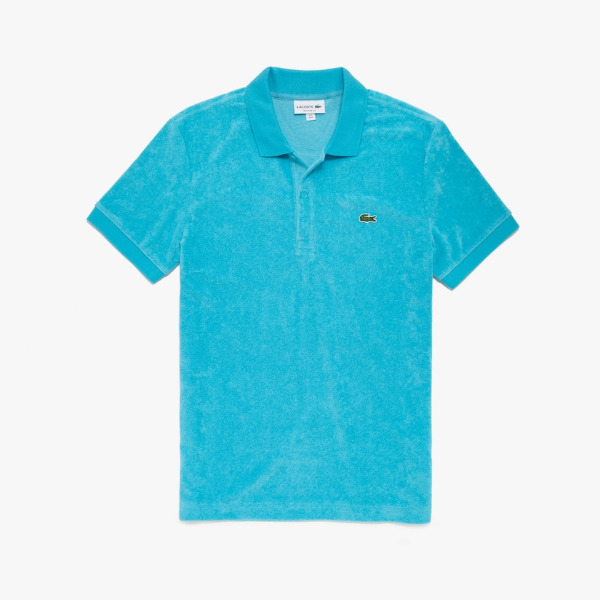 Men's Lacoste Purple / White Polo Shirts Cotton Fleece Blend Regular Fit YD6-58945P1