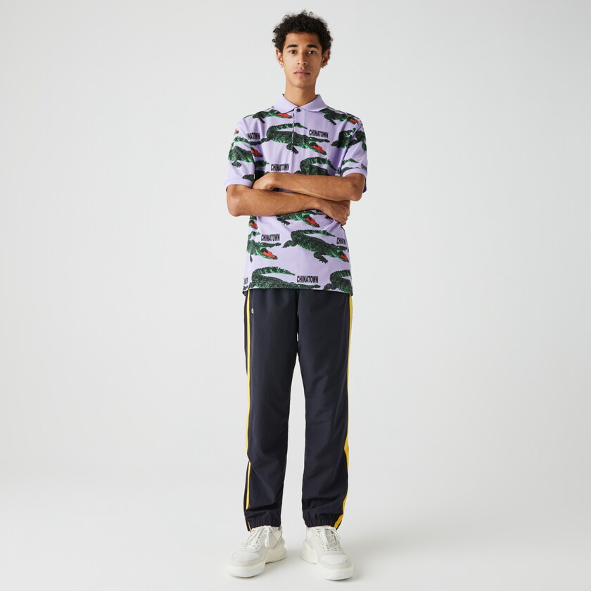 Men's Lacoste Purple / White Shirts LIVE Chinatown Market Collaboration Loose Fit Polo YJ2-60736X6