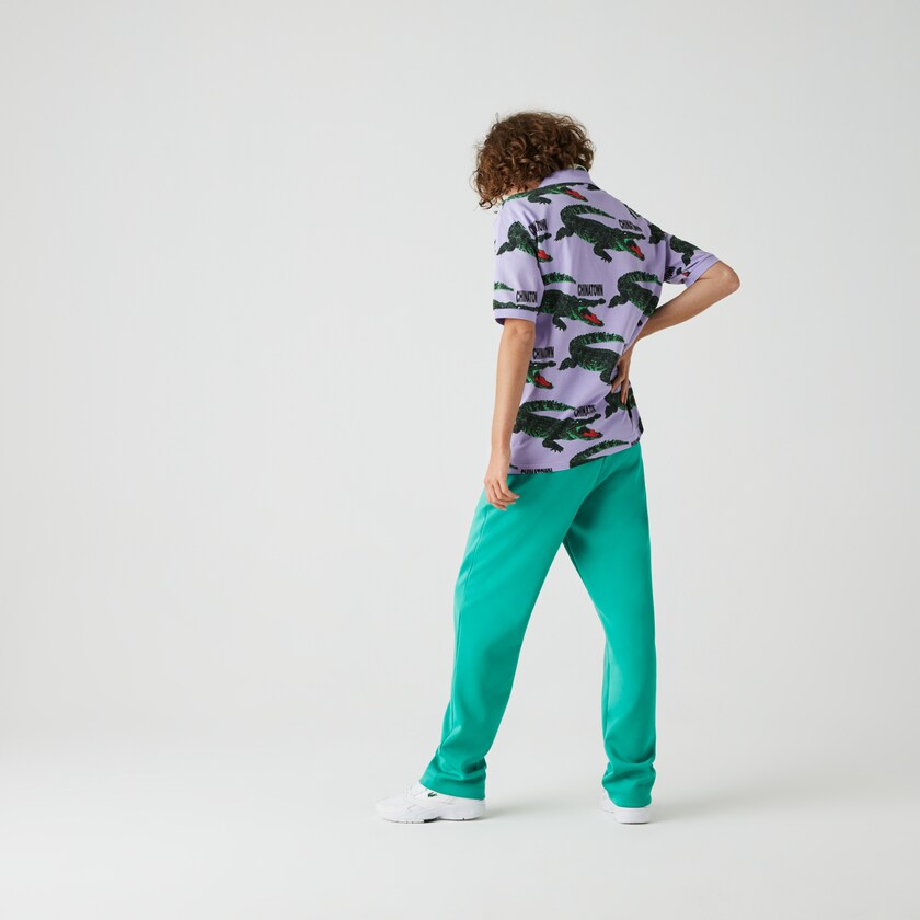 Men's Lacoste Purple / White Shirts LIVE Chinatown Market Collaboration Loose Fit Polo YJ2-60736X6
