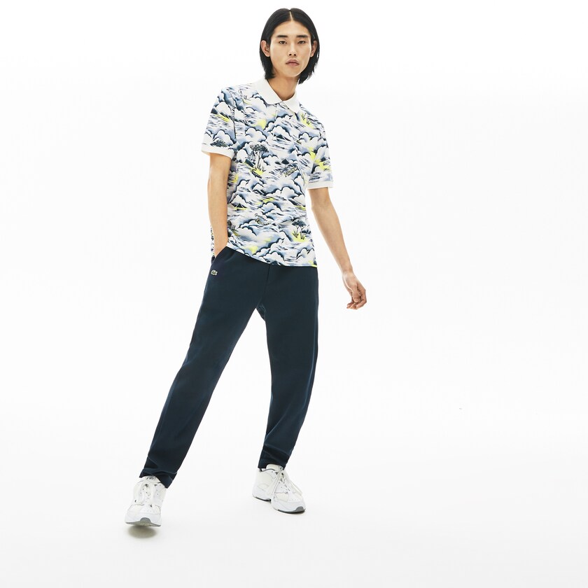 Men's Lacoste Purple / Yellow / White Shirts Print Cotton Piqué Classic Fit Polo YR0-08560I3