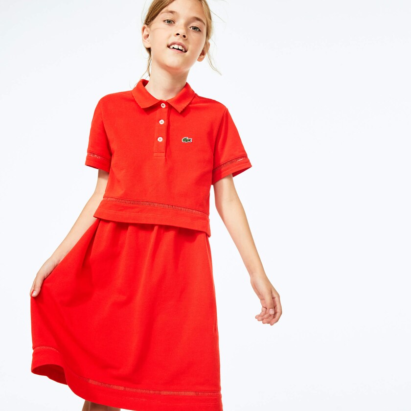 Kids' Lacoste Red Polo Dress Cotton Petit Piqué MI3-32823N7