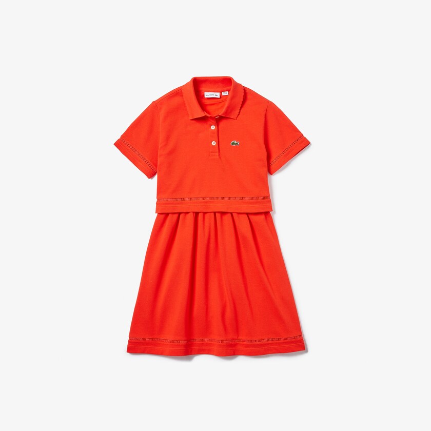 Kids' Lacoste Red Polo Dress Cotton Petit Piqué MI3-32823N7
