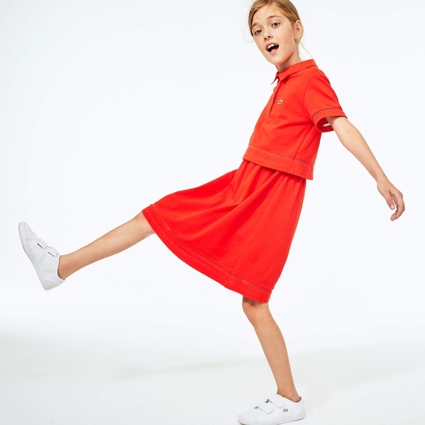 Kids' Lacoste Red Polo Dress Cotton Petit Piqué MI3-32823N7