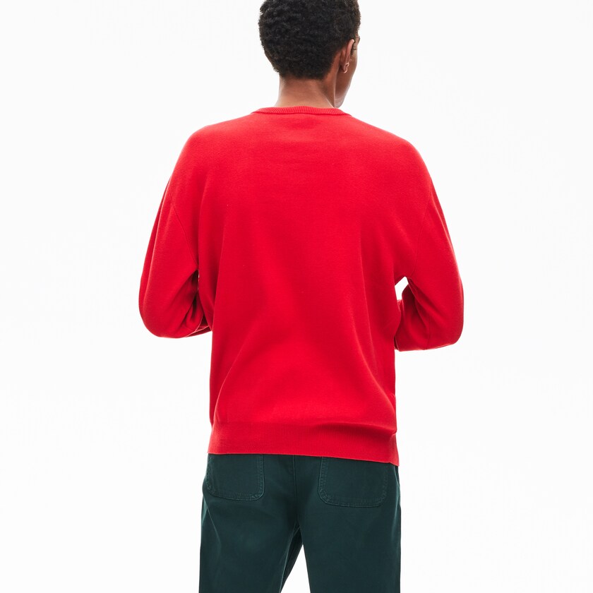 Men's Lacoste Red Sweaters Crewneck Signature-Logo Knit HE9-46684J5