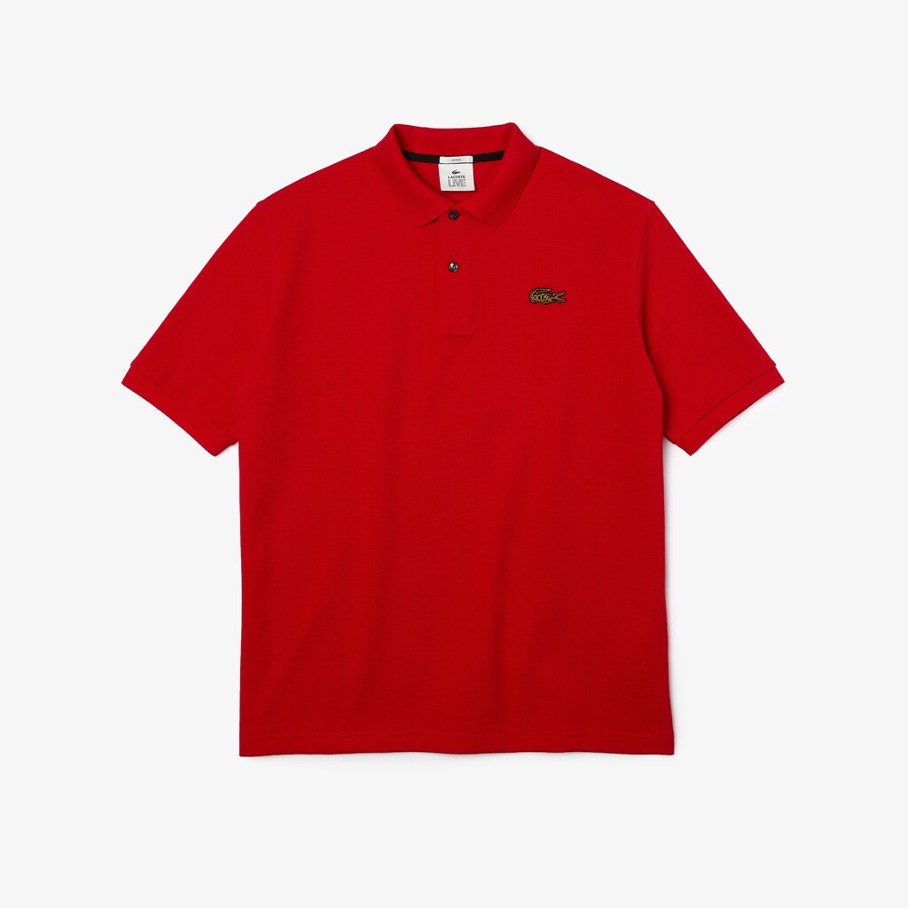Men's Lacoste Red Polo Shirts LIVE Loose Fit Cotton Piqué MU4-78687U4