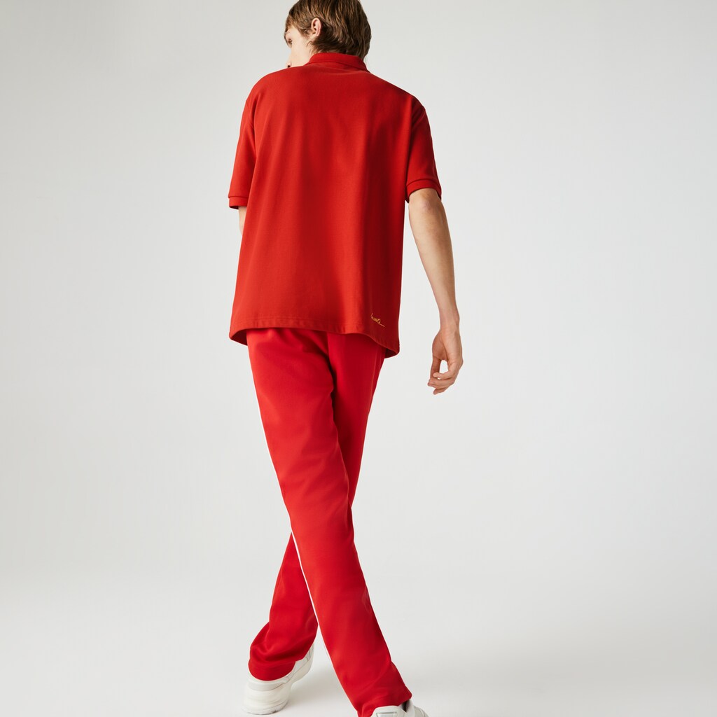 Men's Lacoste Red Polo Shirts LIVE Loose Fit Cotton Piqué MU4-78687U4