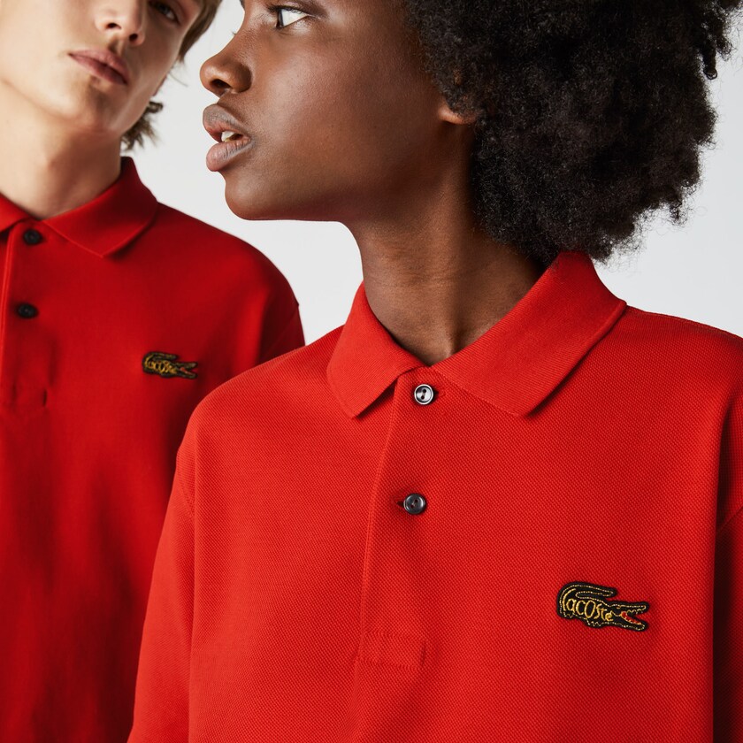 Men's Lacoste Red Shirts LIVE Loose Fit Cotton Piqué Polo UU6-89978C5