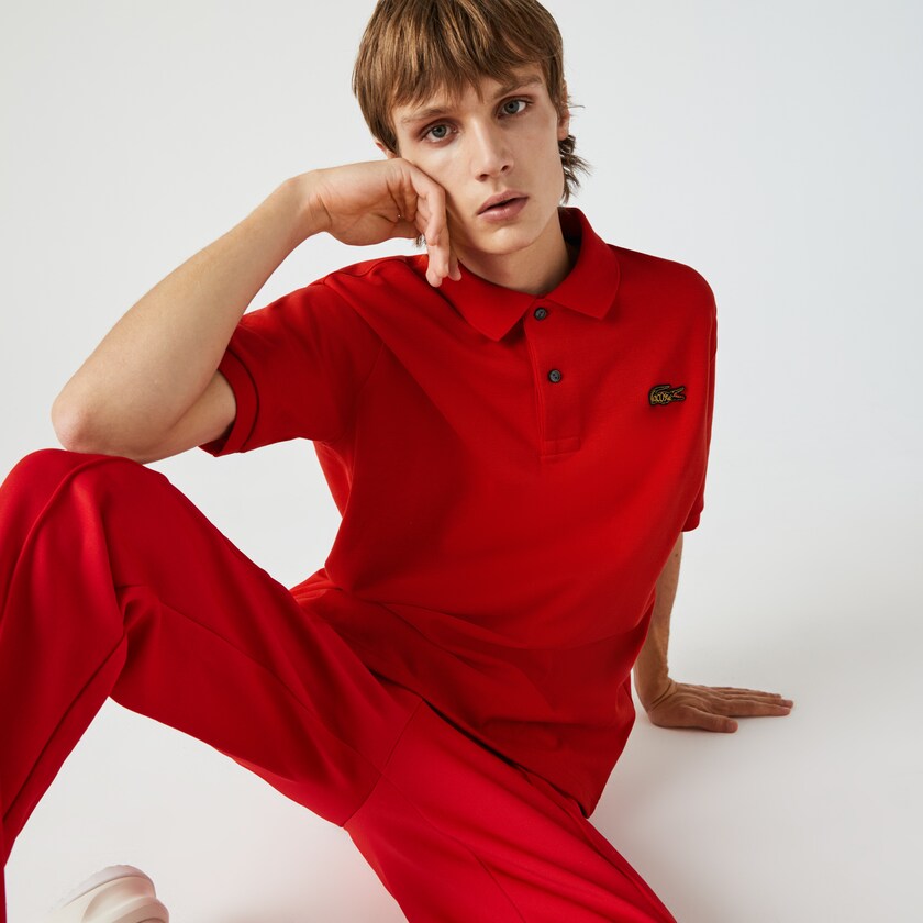 Men's Lacoste Red Shirts LIVE Loose Fit Cotton Piqué Polo UU6-89978C5
