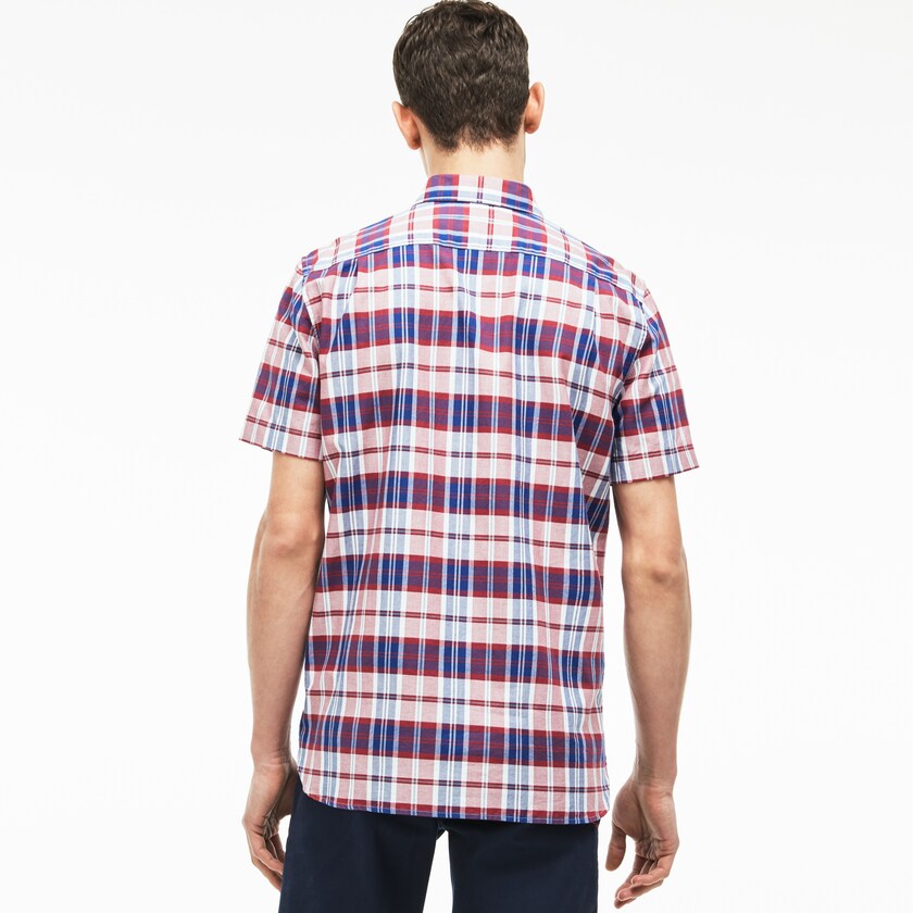 Men's Lacoste Red Shirts Regular Fit Check Oxford XY5-04730G1