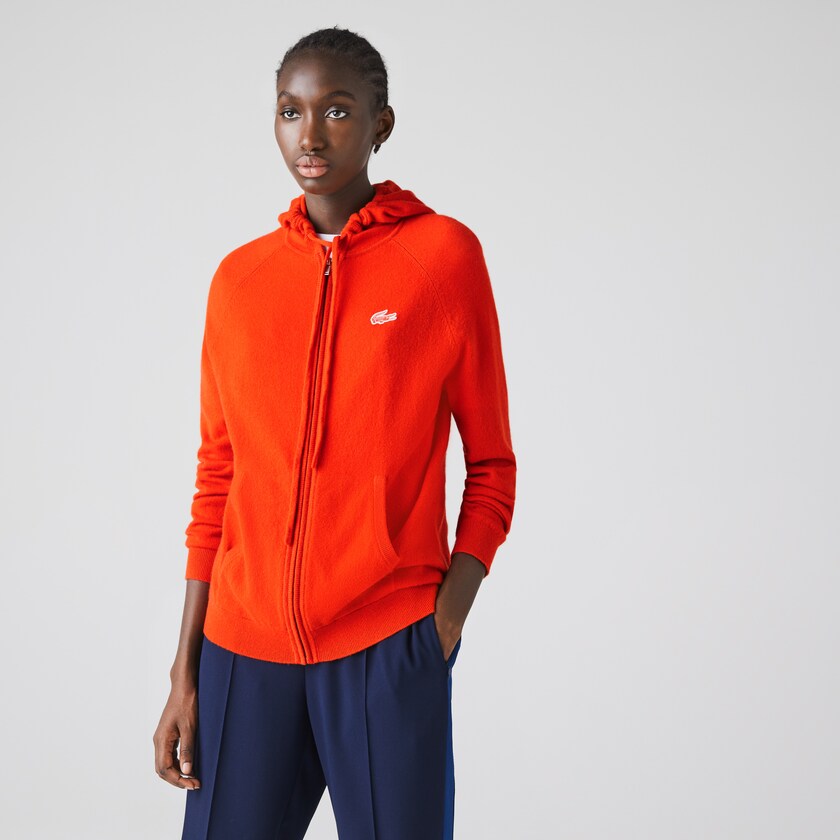 Women's Lacoste Red Sweaters SPORT Recycled Cashmere Zip FK1-78967C7