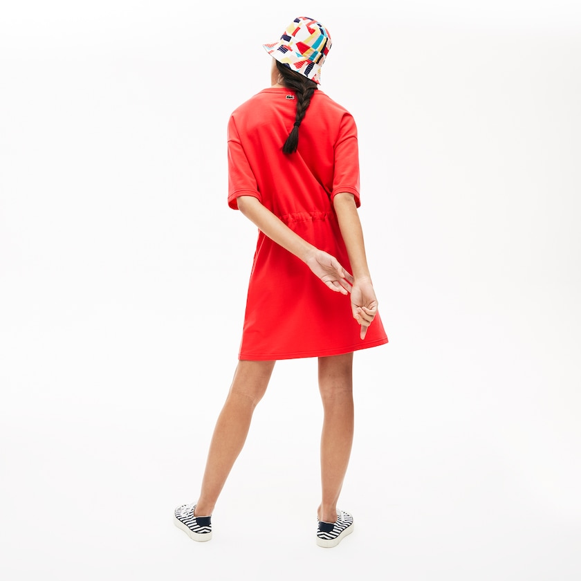 Women's Lacoste Red Dress Signature Cotton Fleece T-shirt MU8-69216W6