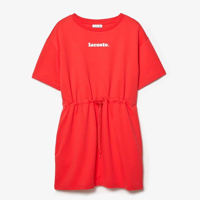 Women's Lacoste Red Dress Signature Cotton Fleece T-shirt MU8-69216W6