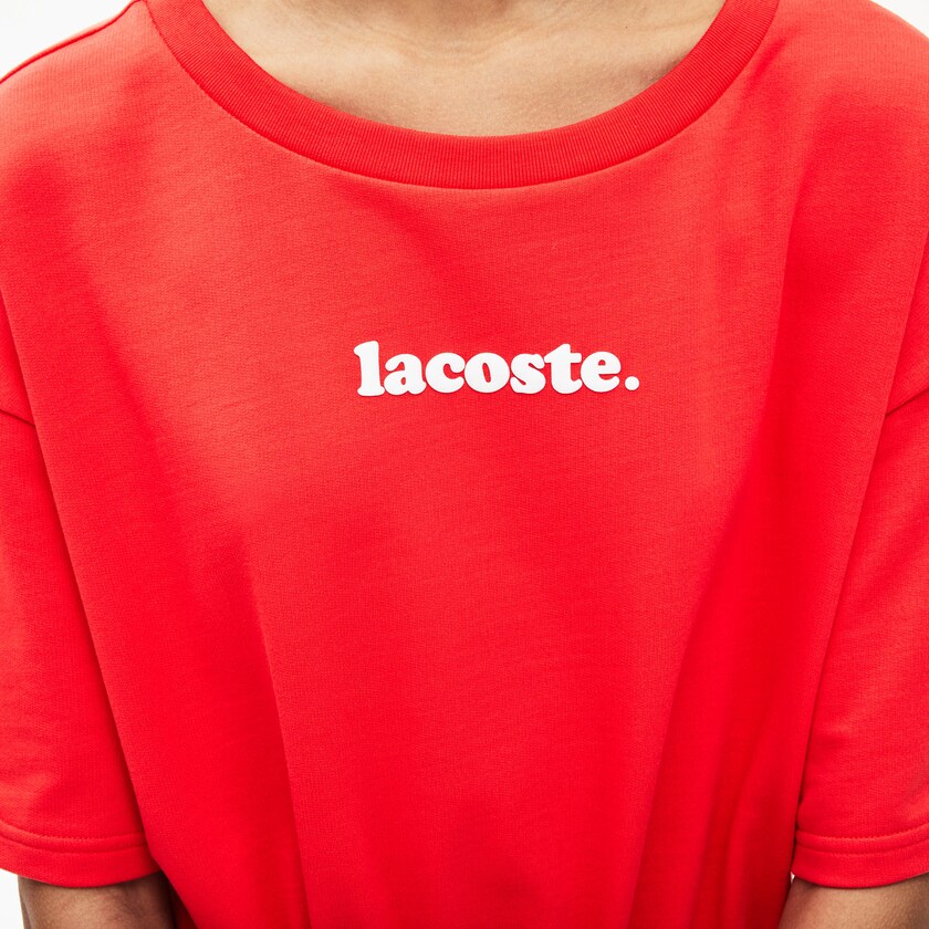 Women's Lacoste Red Dress Signature Cotton Fleece T-shirt MU8-69216W6