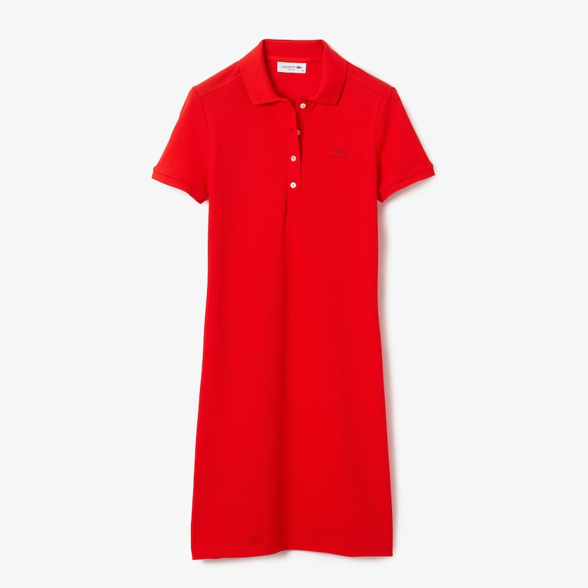 Women's Lacoste Red Polo Dress Stretch Cotton Piqué DI2-27072C6