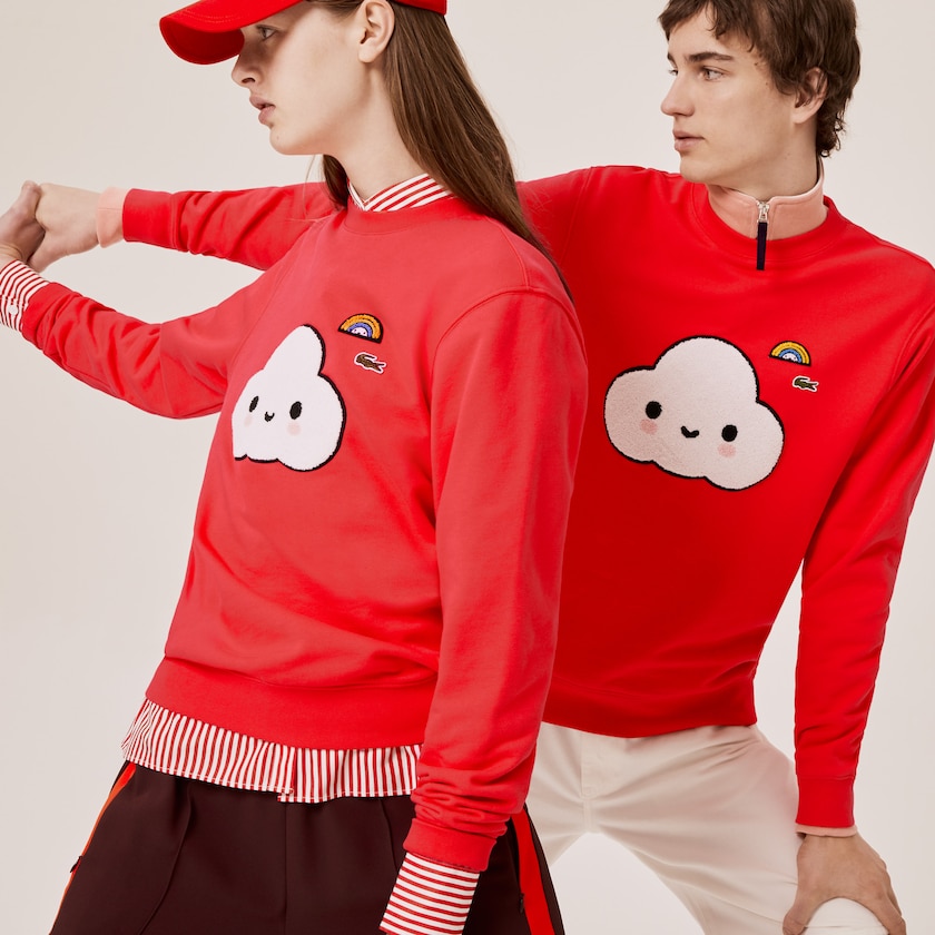 Women's Lacoste Red Sweatshirts x FriendsWithYou Print HQ7-84148A9