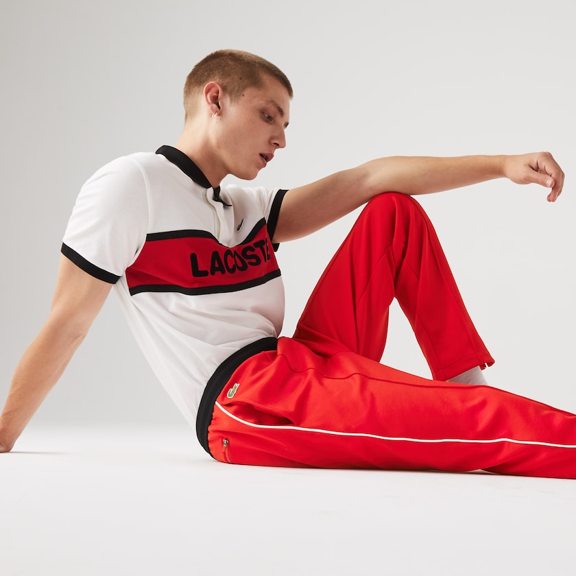 Men's Lacoste Red / Black / White Pants SPORT Run-resistant Pleated Tracksuit PP6-13561N6