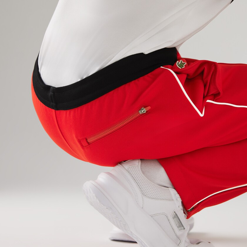 Men's Lacoste Red / Black / White Pants SPORT Run-resistant Pleated Tracksuit PP6-13561N6
