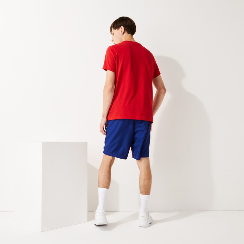 Men's Lacoste Red / Blue Shorts SPORT Contrast Band Two-Tone Lightweight YO2-18281T7