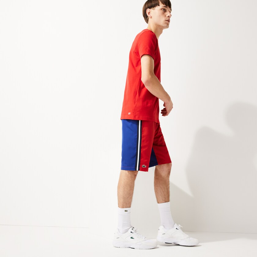Men's Lacoste Red / Blue Shorts SPORT Contrast Band Two-Tone Lightweight YO2-18281T7