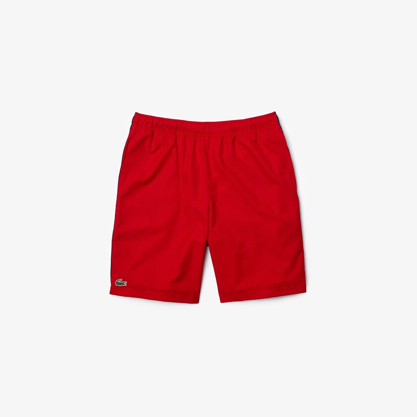 Men's Lacoste Red / Blue Shorts SPORT Contrast Band Two-Tone Lightweight YO2-18281T7