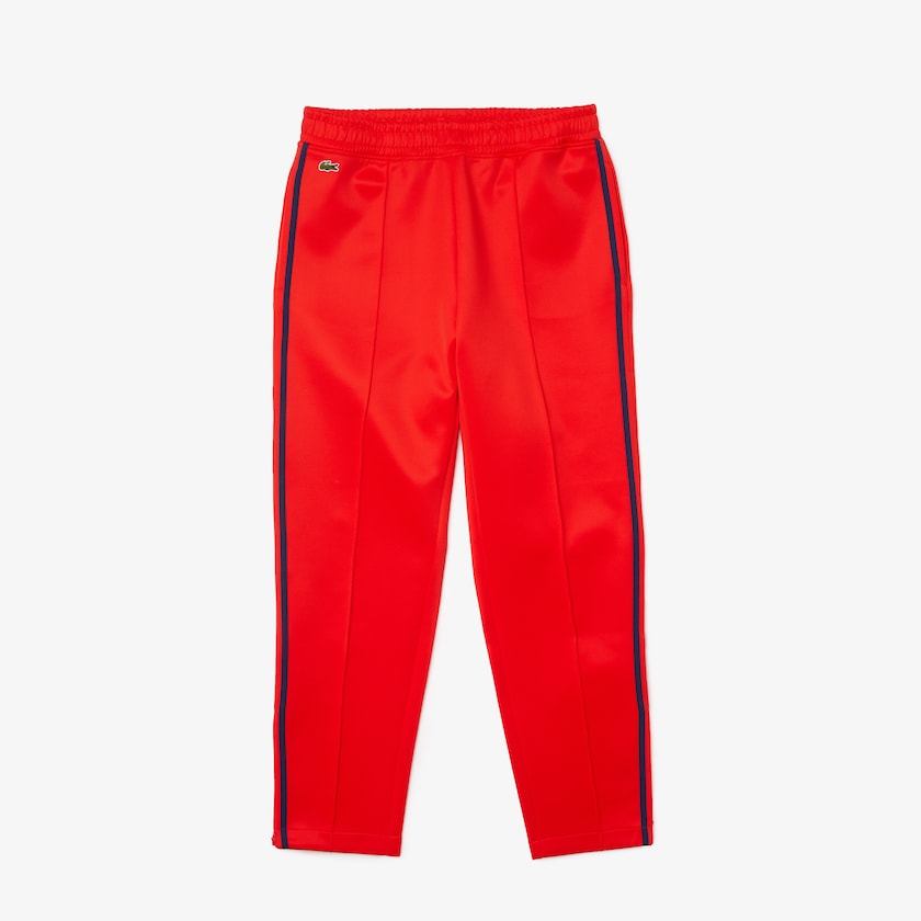 Women's Lacoste Red / Blue / Red Pants Straight Cut Contrast Bands Tracksuit XQ2-46814K5