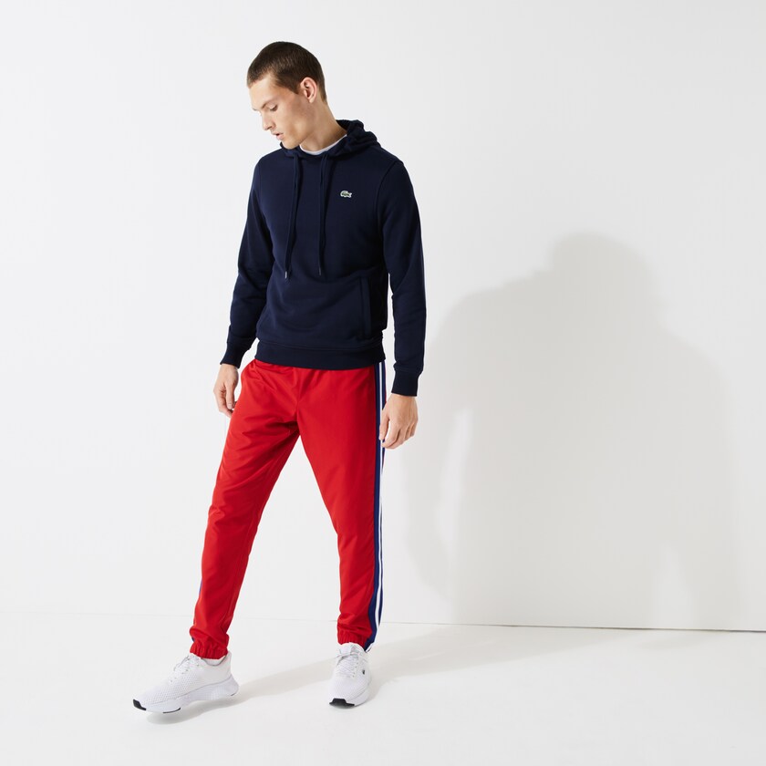 Men's Lacoste Red / Blue / White Pants SPORT Contrast Bands Lightweight Tracksuit DO4-91129A1