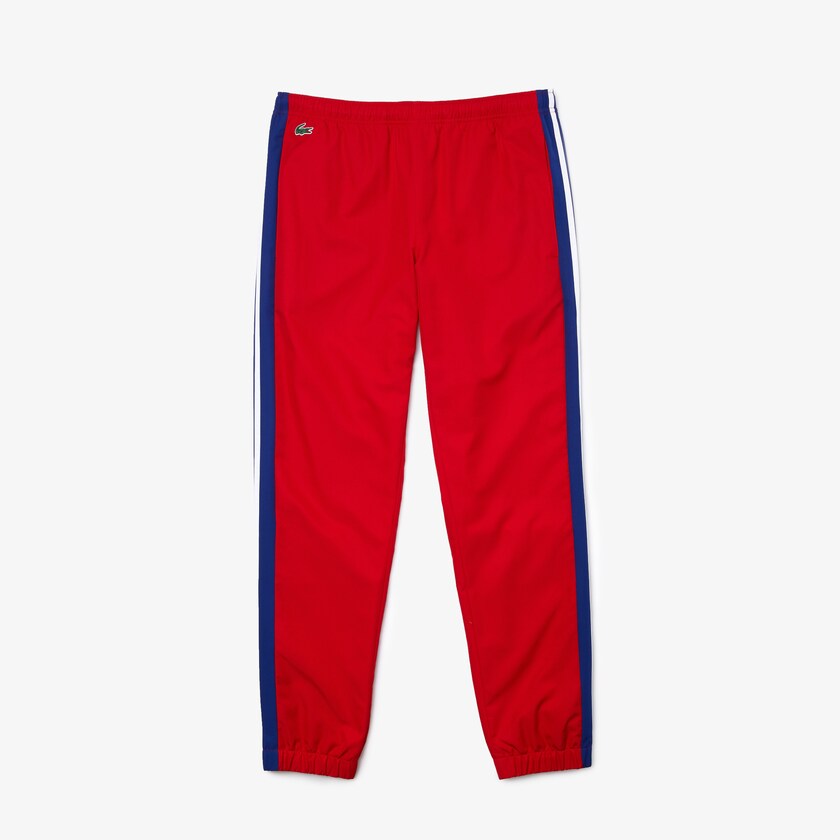 Men's Lacoste Red / Blue / White Pants SPORT Contrast Bands Lightweight Tracksuit DO4-91129A1