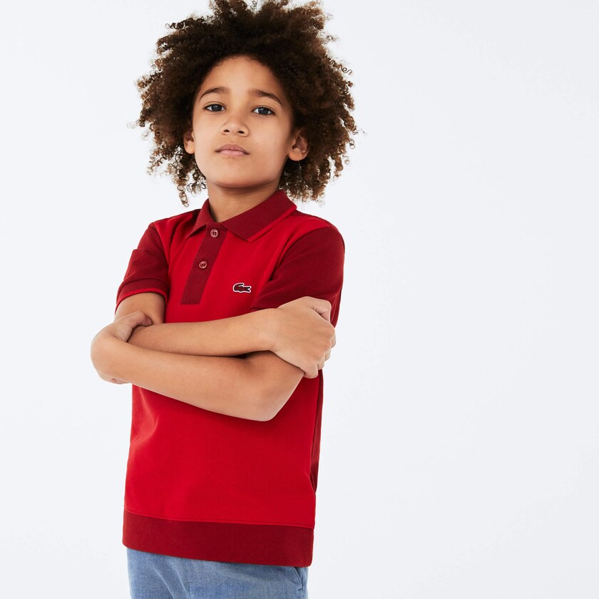 Kids' Lacoste Red / Dark Red Polo Shirts Two-Tone Cotton Piqué QV6-38483K3