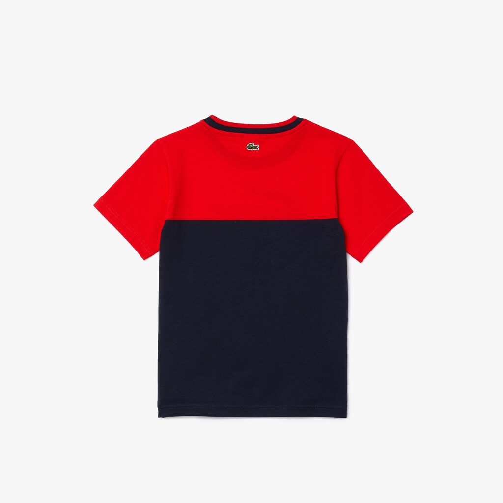 Kids' Lacoste Red / Navy Blue T Shirts Crewneck Croc-Print Cotton PL5-03680A4