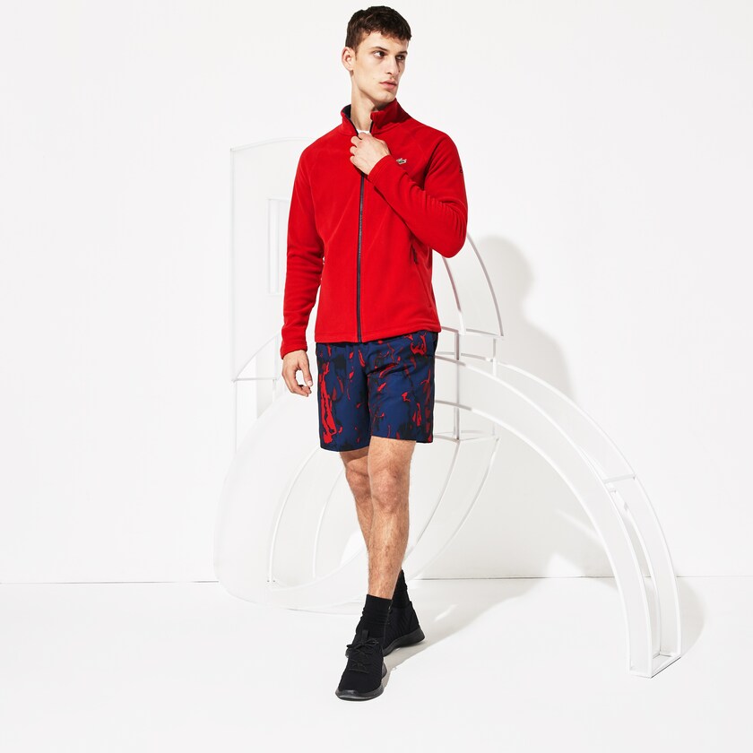 Men's Lacoste Red / Navy Blue Jackets SPORT Novak Djokovic Tech Fleece KU0-08610E9