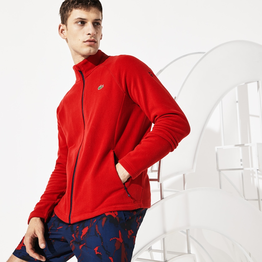 Men's Lacoste Red / Navy Blue Jackets SPORT Novak Djokovic Tech Fleece KU0-08610E9