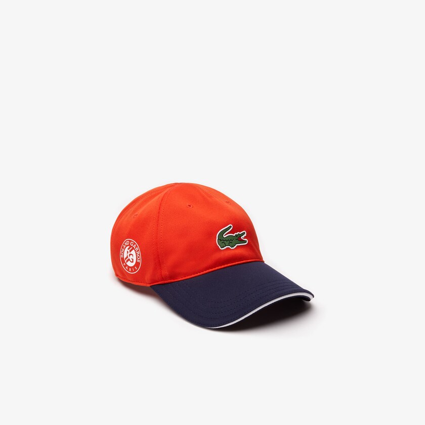 Men's Lacoste Red / Navy Blue / White Caps SPORT Roland Garros Two-Tone Piqué PT8-18431A5