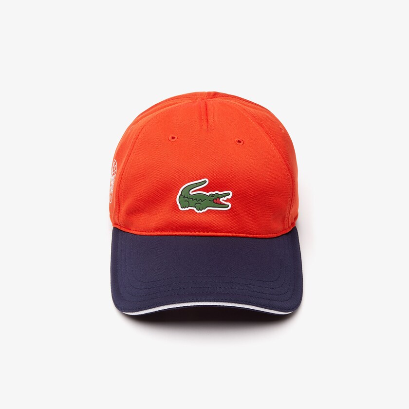 Men's Lacoste Red / Navy Blue / White Caps SPORT Roland Garros Two-Tone Piqué PT8-18431A5