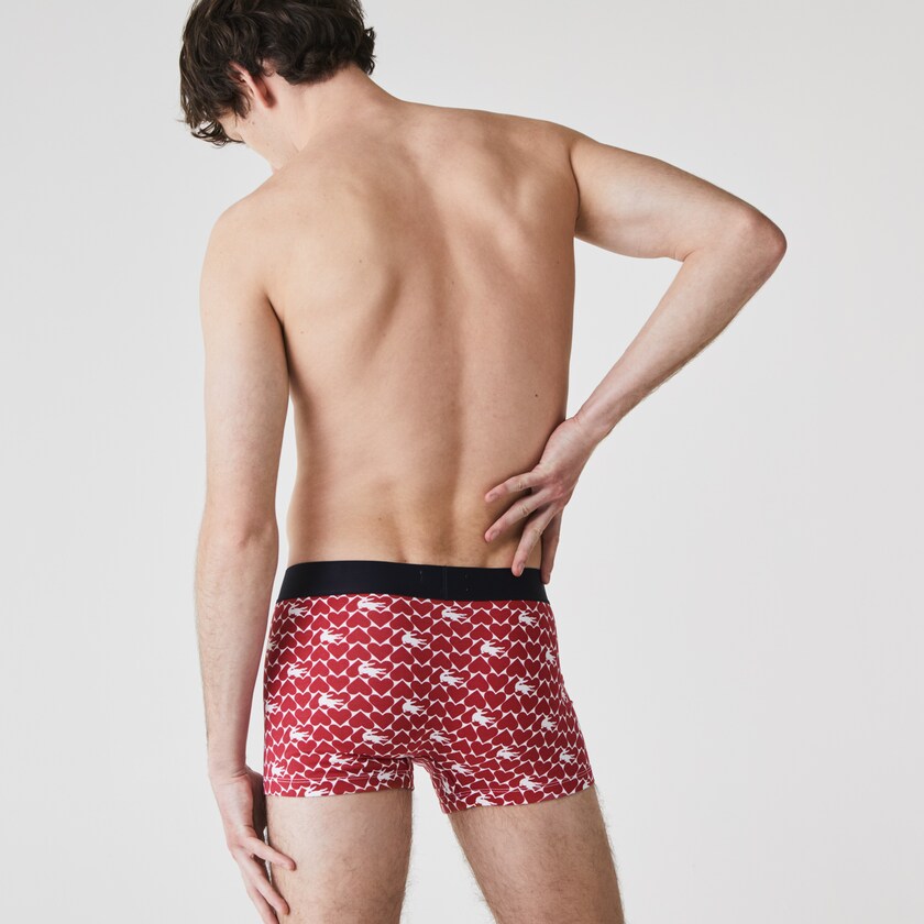 Men's Lacoste Red / Navy Blue / White Shorts Valentine's Day Stretch Cotton Trunk 3-Pack XU2-07630U9