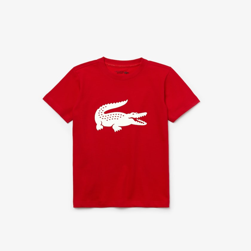 Kids' Lacoste Red / White T Shirts SPORT Tennis Technical Jersey Oversized Croc TP3-14191D2