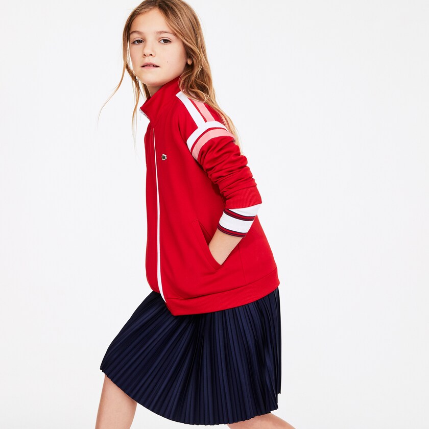 Kids' Lacoste Red / White Sweatshirts Striped Band Zippered PK4-35013L4