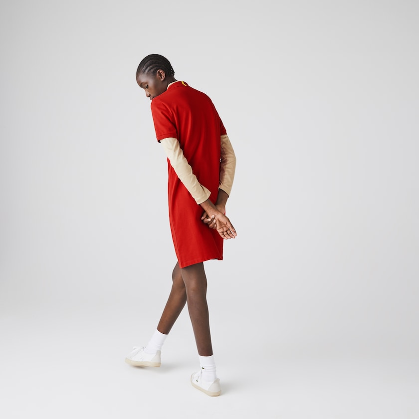 Women's Lacoste Red / White Polo Dress x National Geographic Cotton Piqué QV6-68096K1