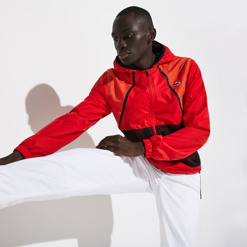Men's Lacoste Red / White / Black Tracksuits SPORT Mesh Inset Hooded Colorblock EJ3-93869Y0
