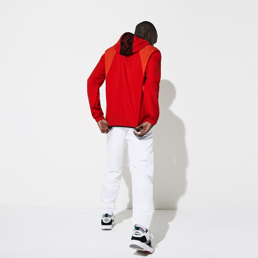 Men's Lacoste Red / White / Black Tracksuits SPORT Mesh Inset Hooded Colorblock EJ3-93869Y0