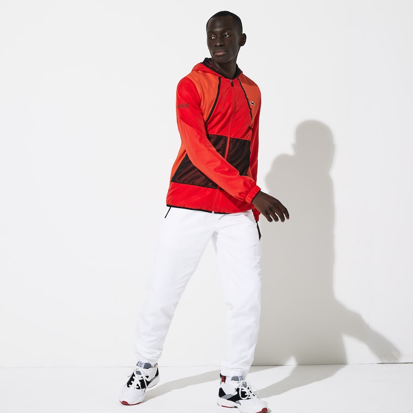Men's Lacoste Red / White / Black Tracksuits SPORT Mesh Inset Hooded Colorblock EJ3-93869Y0
