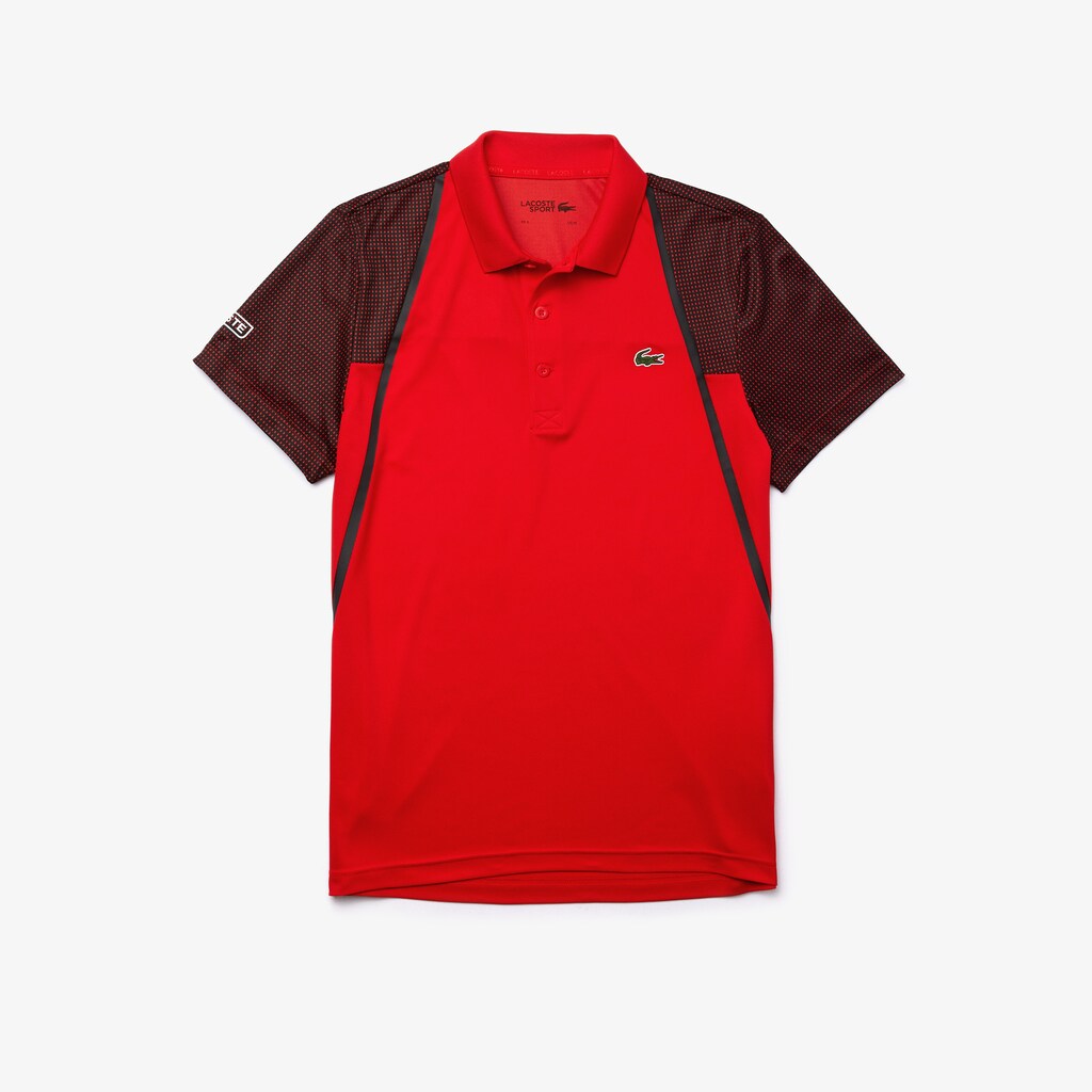 Men's Lacoste Red / White / Black Polo Shirts SPORT Mesh Sleeved Breathable Tennis CW6-14311H5