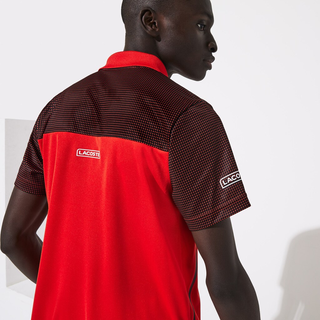 Men's Lacoste Red / White / Black Polo Shirts SPORT Mesh Sleeved Breathable Tennis CW6-14311H5